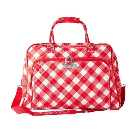 🌹Pioneer Woman Charming Check Weekender Travel Bag Red Floral And Check New 🌹 - Picture 2 of 5